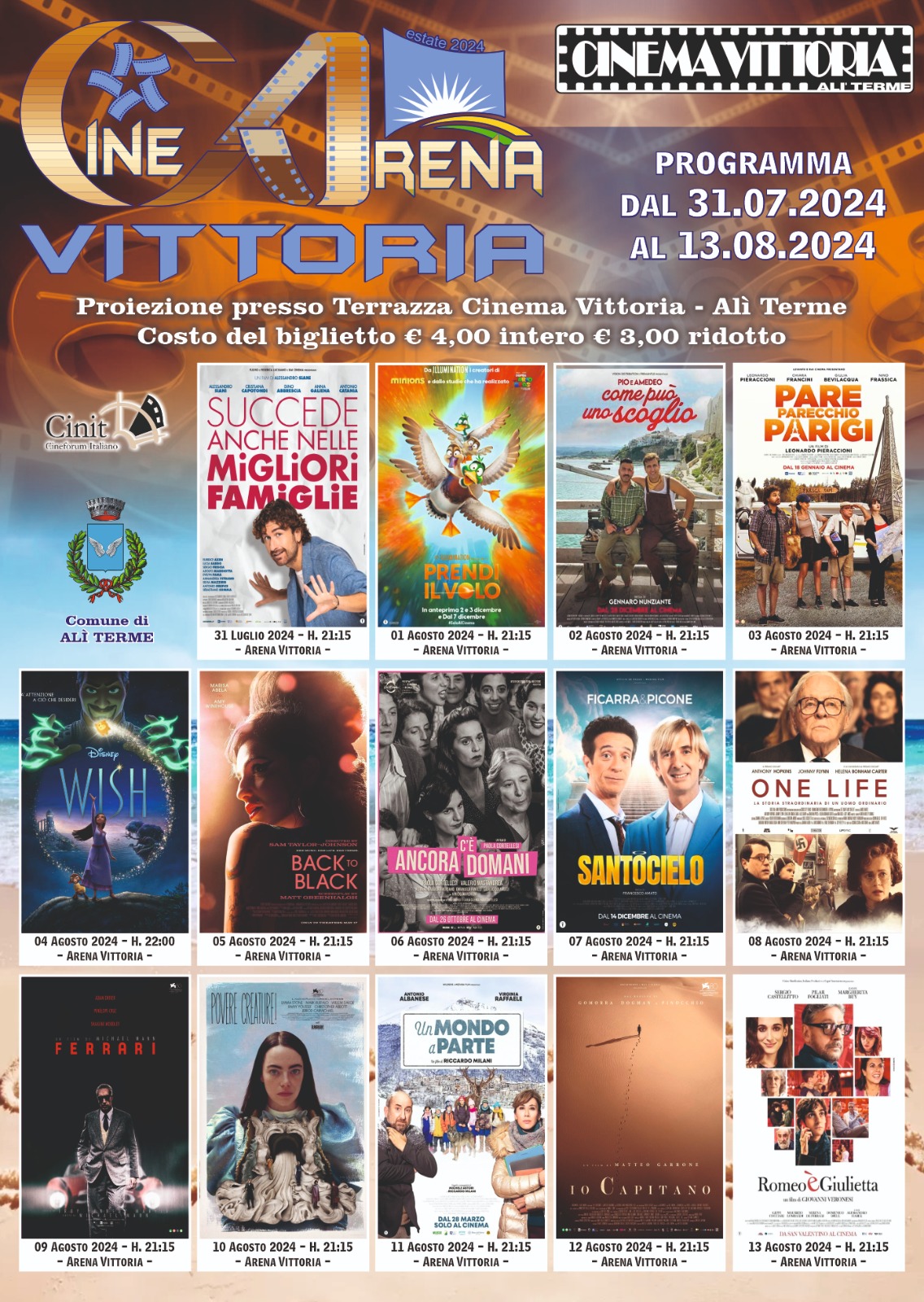 Cine Arena Vittoria: ad Alì Terme la prima tranche del programma estivo