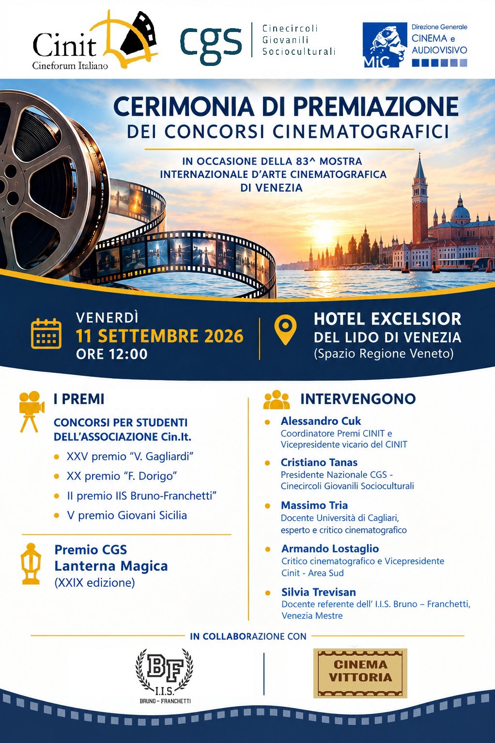 Allo spazio Regione Veneto dell’Excelsior la premiazione dei concorsi Cinit e del Premio Lanterna Magica del CGS